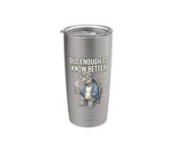 Abbastanza vecchio per sapere meglio umorismo tartaruga amante del caffè divertente Bicchiere termico in acciaio inox doppia parete