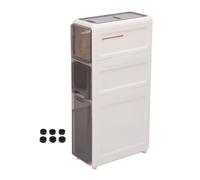 Abbazzinaggio stretto cabine sottile organizzatore di plastica a prova di acqua con 6 ruote per il lavanderia del bagno piccolo spazio massimizza lo spazio di utilizzo del design (Triplo strato)