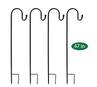 Abbcoert - Set di 4 ganci per pastori, in metallo, 120 cm, super resistenti, resistenti alla ruggine, durevole, semplice da appendere al giardino, per piante, per matrimoni, colore: nero