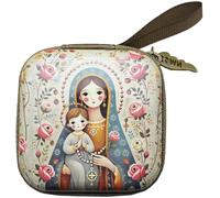 Abbdbd Astuccio per Rosario Cattolico, Astuccio per Rosario con Preghiera della Vergine Maria E Gesù, Astuccio con Cerniera, Piccolo Porta Rosario, Scatola Portagioie Religiosa