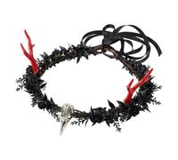 Abbdbd Fascia per con di Teschio E Uccelli Floreali, Copricapo Gotico con Teschio E Fiori, Accessorio per Costume di Halloween Fata della Foresta.