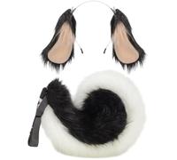 Abbdbd Set di Orecchie E Coda Cane per Stimolazione Sensoriale, Coda E Cerchietto con Orecchie Cane Pendenti in Pelliccia Sintetica, Accessori per Cosplay di Halloween.
