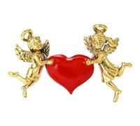Abbdbd Spilla a Forma di Cuore con Angelo retrò per San Valentino, Spilla da Bavero, Gioiello per Feste quotidiane, per Uomo e Donna