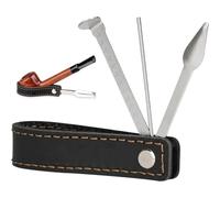 Abbdbd Supporto per Pipa per Tabacco Pieghevole Supporto per Pipa in Pelle con Alesatore per Tubi in Acciaio Inossidabile Strumento per Manomissione del Tabacco Accessori per Tabacco