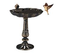 Relaxdays Abbeveratoio, Vaschetta per Uccellini da Terra, Decorazione da Giardino, Accessori per Uccelli, Deco, Bronzo