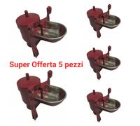 Abbeveratoio automatico 5pz Conigli Galline Polli galleggiante e vaschetta inox