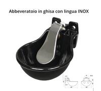 ABBEVERATOIO CON LINGUA INOX NERO GHISA PER CAVALLI VITELLI BOVINI VACCA