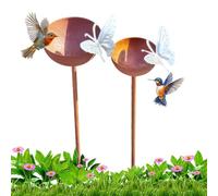 Abbeveratoio da Giardino per,2 Pezzi Decorativi in Metallo Rustico,Paletto Da Giardino Esterno Con Abbeveratoio Per - Per Paesaggio Patio Cortile Prato Passerella Posteriore Sentiero