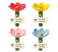 Abbeveratoio per api, 4 pezzi, a forma di fiori, per il giardino, colorato per insetti, con porta targhetta, anti-annegamento, per api, farfalle, impollinatore, decorazione da giardino