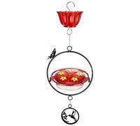Abbeveratoio per colibrì - Alimentatore per colibrì in metallo | Alimentatore per uccelli pensili per uso pesante con vassoio | Supporto per cibo decorativo per arte da giardino per una recinzione a A