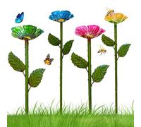 Abbeveratoio per nel Giardino,4 Paletti Decorativi da Giardino | Vasca per Farfalle e da Esterno | per All'Aperto Cortile Patio Prato Aiuola Sentiero Vasi