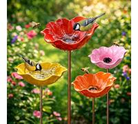 Abbeveratoio per uccelli con fiori, abbeveratoio per uccelli in piedi, mangiatoia per uccelli da giardino, abbeveratoio per api in metallo, per uccelli selvatici, resistente al gelo, giardino, cortile