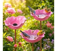 Abbeveratoio per uccelli con fiori, abbeveratoio per uccelli in piedi, mangiatoia per uccelli da giardino, abbeveratoio per api in metallo, per uccelli selvatici, resistente al gelo, giardino, cortile