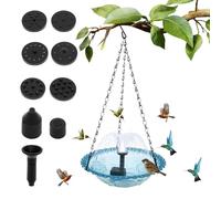Abbeveratoio per uccelli da appendere, a energia solare con fontana per esterni, gancio in metallo, distributore di mangime per colibri, stazione per mangimi per animali selvatici, decorazione da