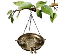 Abbeveratoio per uccelli da esterno, vintage, in metallo, resistente all'ossidazione, per tutte le condizioni atmosferiche, decorazione e bagno per uccelli, per giardino, patio, terrazzo, balcone