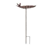 Abbeveratoio per uccelli da giardino in metallo, decorazione per patio, cortile, balcone, mangiatoia in ghisa a forma di foglia per pappagalli, parrocchetti