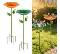 Abbeveratoio per uccelli da giardino, in metallo, vintage, autoportante, con base stabile a 5 punti, grande antigelo, resistente al gelo, per uccelli selvatici, da giardino, da cortile (B)