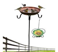 Abbeveratoio per uccelli in metallo, con gancio per appendere, mangiatoia vintage in metallo, per giardino, cortile, terrazza, sentiero, prato, pavimento e , , fringuelli, pappagallini