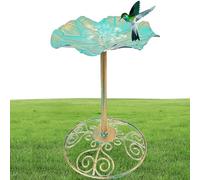 Abbeveratoio per uccelli in metallo per esterni - Bagno per uccelli superiore con ciotola per mangime, vaso decorativo in acciaio inox, per recinzione, terrazza, balcone