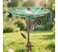 Abbeveratoio per uccelli in piedi, per esterni, giardino, 31 in metallo, per uccelli, per uccelli, antichi abbeveratoio per uccelli, resistente all'inverno, ciotola per l'acqua (B)
