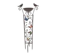 Abbeveratoio per uccelli, vaschetta per uccelli, giardino, farfalla, marrone, ferro, base verniciata, H 101,5 cm