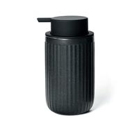 ABBI NIMO Dispenser di schiuma per sapone per le mani in ceramica, nero, flacone dispenser di schiuma a bolle increspate, dispenser di sapone da 12 once con pompa in plastica, dispenser di sapone ricaricabile per il bagno