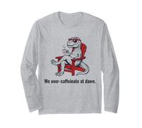 Abbiamo esagerato con la Caffeina all'alba Funny Dinosaur Coffee Lover Retro Maglia a Manica