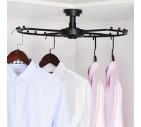 Abbigliamento angolare rotante 360 ° - Arma di armadio rotondo in metallo spaziale per abiti appesi, scommessa per appendiabiti al guardaroba di grande capacità, design compatto (nero, piccolo)