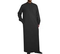 Abbigliamento arabo Uomo Musulmano Caftano Abaya Uomini Manica Lunga Medio Oriente Arabi Saudita Abiti Abiti da Preghiera Abbigliamento da Uomo Cotone Lino Abiti Ethno Muslim Thobe, O nero., XXXL
