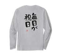 毎日が祝日 Abbigliamento Calligrafia con Scritte Maglia a Manica