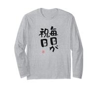 毎日が祝日 Abbigliamento Calligrafia con Scritte Maglia a Manica