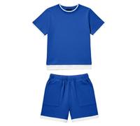 Abbigliamento casual, morbido, due pezzi, per tutti i giorni, per giochi, campus, comodo look per il tempo libero con accenti colorati, ideale per bambini attivi di età compresa tra tre tredici anni