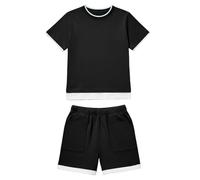 Abbigliamento casual, morbido, due pezzi, per tutti i giorni, per giochi, campus, comodo look per il tempo libero con accenti colorati, ideale per bambini attivi di età compresa tra tre tredici anni