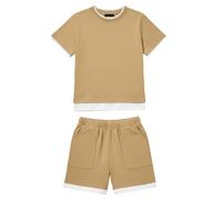 Abbigliamento casual, morbido, due pezzi, per tutti i giorni, per giochi, campus, comodo look per il tempo libero con accenti colorati, ideale per bambini attivi di età compresa tra tre tredici anni