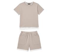 Abbigliamento casual, morbido, due pezzi, per tutti i giorni, per giochi, campus, comodo look per il tempo libero con accenti colorati, ideale per bambini attivi di età compresa tra tre tredici anni