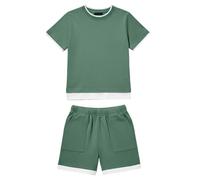 Abbigliamento casual, morbido, due pezzi, per tutti i giorni, per giochi, campus, comodo look per il tempo libero con accenti colorati, ideale per bambini attivi di età compresa tra tre tredici anni