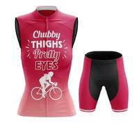 Abbigliamento Ciclismo Completo Bici MTB Donna,Maglia Ciclista Estivo Maglietta da Ciclo Senza Maniche Gilet e Pantaloncini Shorts con 19D Gel Imbottiti,Tuta da Bicicletta Asciugatura Rapida|14,S