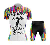 Abbigliamento Ciclismo Completo Bici MTB Donna,Tuta Ciclista Estivo Maglietta Ciclo Manica Corta e Pantaloncini Shorts con 19D Gel Imbottiti,Maglia Bicicletta Asciugatura Rapida Traspirante|1,S