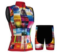 Abbigliamento Ciclismo Donna Completo Bici MTB Estivo,Maglia Ciclista Maglietta Ciclo Senza Maniche Gilet e Pantaloncini Shorts Bike con 9D Gel Imbottiti,Tuta de Bicicletta Asciugatura Rapida|2,S