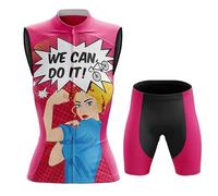 Abbigliamento Ciclismo Donna Completo Bici MTB Estivo,Maglia Ciclista Maglietta da Ciclo Senza Maniche Gilet e Pantaloncini Shorts con 19D Gel Imbottiti,Tuta da Bicicletta Asciugatura Rapida|5,S