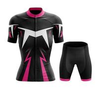Abbigliamento Ciclismo Donna Completo Bici MTB Estivo Maglia Ciclista Manica Corta,Maglietta Bicicletta e Pantaloncini Shorts con 19D Gel Imbottiti,Tuta Ciclo Asciugatura Rapida Traspirante|1,S