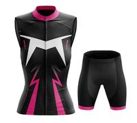 Abbigliamento Ciclismo Donna Completo Bici MTB Estivo Maglia Ciclista Senza Maniche,Maglietta da Bicicletta Gilet e Pantaloncini Shorts con 19D Gel Imbottiti,Tuta da Ciclo Asciugatura Rapida|14,XXL