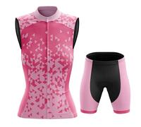 Abbigliamento Ciclismo Donna Completo Bici MTB Estivo Maglia Ciclista Senza Maniche,Maglietta da Bicicletta Gilet e Pantaloncini Shorts con 19D Gel Imbottiti,Tuta da Ciclo Asciugatura Rapida|2,M