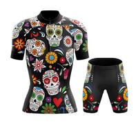 Abbigliamento Ciclismo Donna Completo Bici MTB Estivo Tuta Ciclista Manica Corta,Maglietta Bicicletta e Pantaloncini Shorts con 19D Gel Imbottiti,Maglia Ciclo Asciugatura Rapida Traspirante|11,M