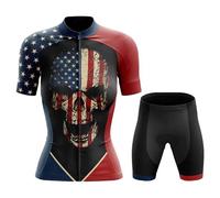 Abbigliamento Ciclismo Donna Completo Bici MTB Estivo Tuta Ciclista Manica Corta,Maglietta Bicicletta e Pantaloncini Shorts con 19D Gel Imbottiti,Maglia Ciclo Asciugatura Rapida Traspirante|8,S