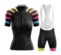 Abbigliamento Ciclismo Donna Estivo Completo Bici MTB,Maglia Ciclista Maglietta Ciclo Manica Corta e Salopette Pantaloncini con 19D Gel Imbottiti,Tuta Bicicletta Asciugatura Rapida Traspirante|11,S