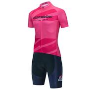 Abbigliamento ciclismo Set completo Tuta Bici Maglia Camicia da Ciclismo Maniche Corte e Pantaloncini Corti Bicicletta con 5D Gel Imbottiti per MTB Corsa Strada Bici (Rosa,L)