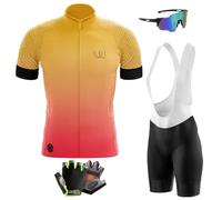 Abbigliamento Ciclismo Set Manica Corta Tuta Ciclismo Uomo Completo Ciclismo Estivo Per Bici Da MTB con Pantaloncini Imbottiti in Gel Traspirante (L,Typ-3)