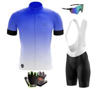 Abbigliamento Ciclismo Set Manica Corta Tuta Ciclismo Uomo Completo Ciclismo Estivo Per Bici Da MTB con Pantaloncini Imbottiti in Gel Traspirante (M,Typ-6)
