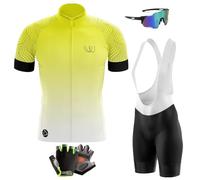 Abbigliamento Ciclismo Set Manica Corta Tuta Ciclismo Uomo Completo Ciclismo Estivo Per Bici Da MTB con Pantaloncini Imbottiti in Gel Traspirante (M,Typ-10)